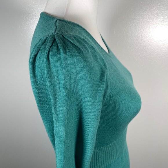 Divided Green Scoop Neck Tight Knit Fit and Flare Mini Sweater Dress 4 - Picture 12 of 13